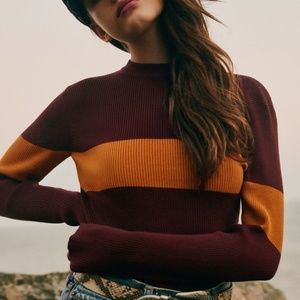 Retro color blocked bodysuit